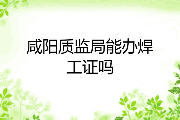咸阳质监局能办焊工证吗