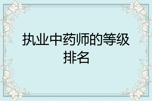 执业中药师的等级排名
