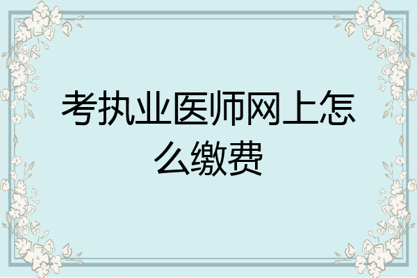 考执业医师网上怎么缴费