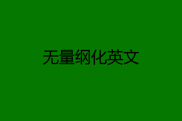 无量纲化英文