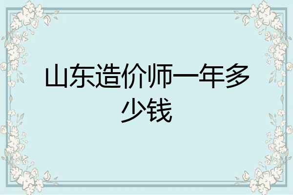 山东造价师一年多少钱