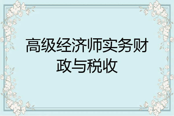 高级经济师实务财政与税收
