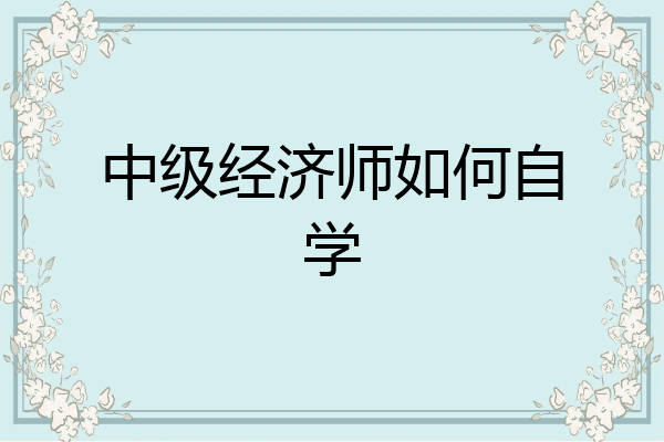 中级经济师如何自学