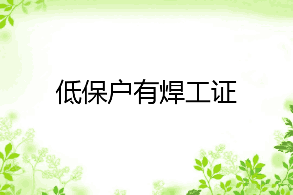 低保户有焊工证
