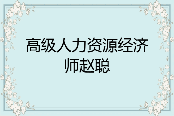 高级人力资源经济师赵聪