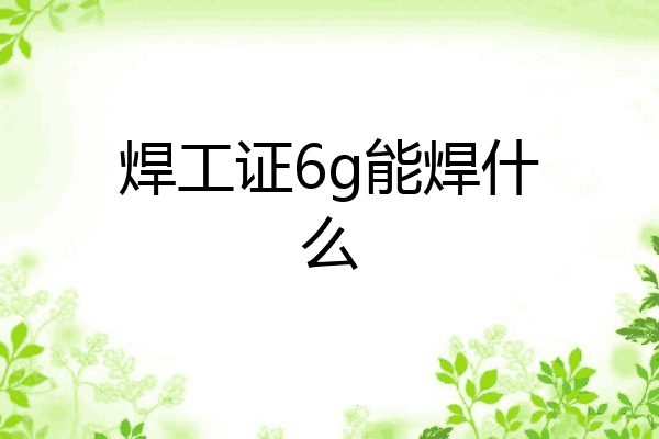 焊工证6g能焊什么