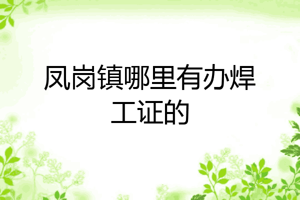 凤岗镇哪里有办焊工证的