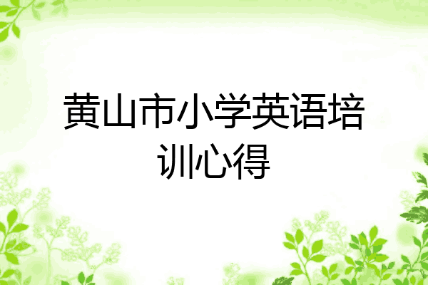 黄山市小学英语培训心得