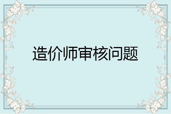 造价师审核问题
