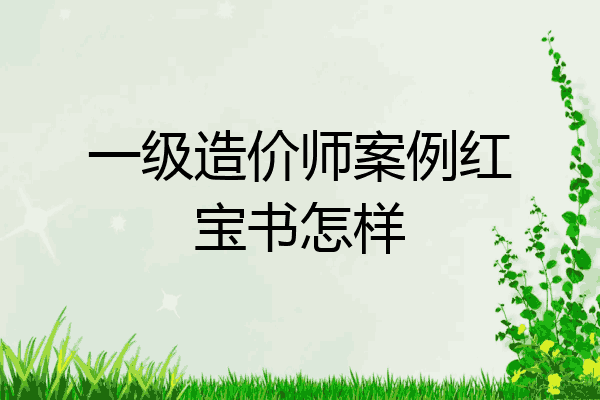 一级造价师案例红宝书怎样
