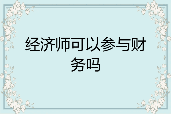 经济师可以参与财务吗