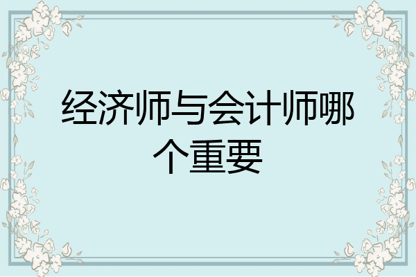 经济师与会计师哪个重要