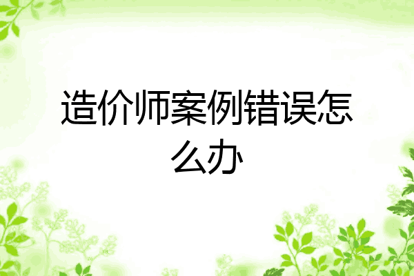 造价师案例错误怎么办