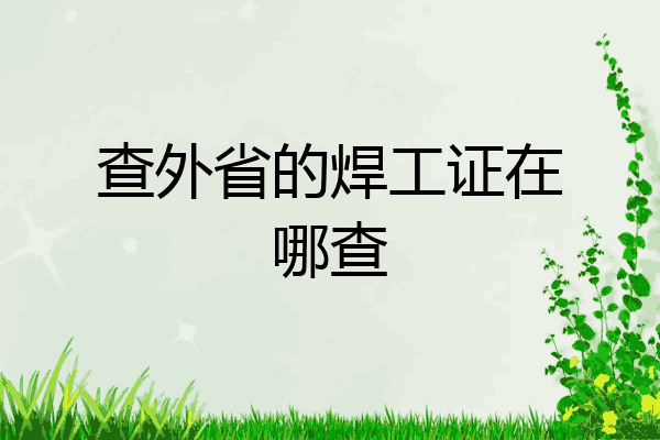 查外省的焊工证在哪查