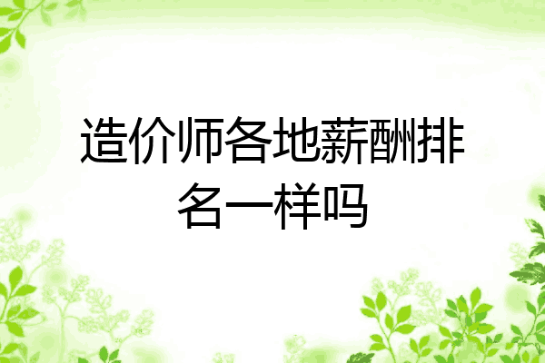 造价师各地薪酬排名一样吗