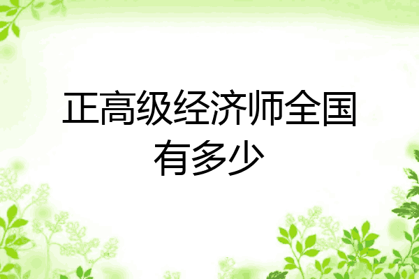 正高级经济师全国有多少