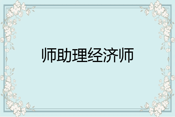 师助理经济师