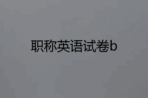 职称英语试卷b