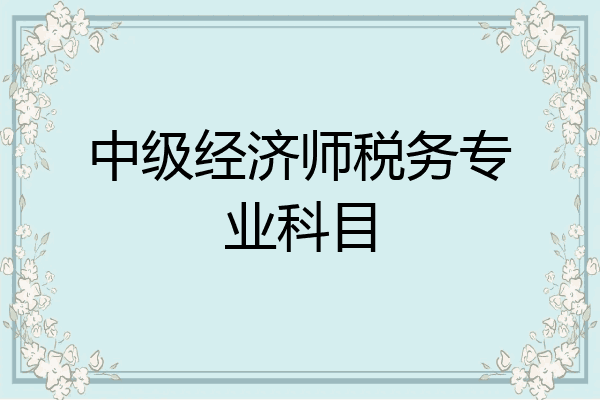 中级经济师税务专业科目