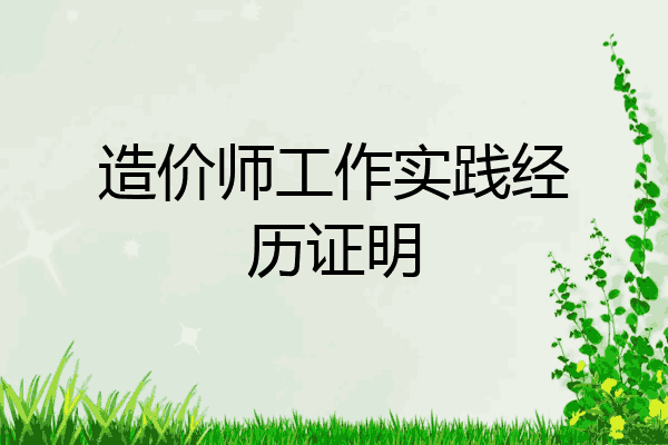 造价师工作实践经历证明