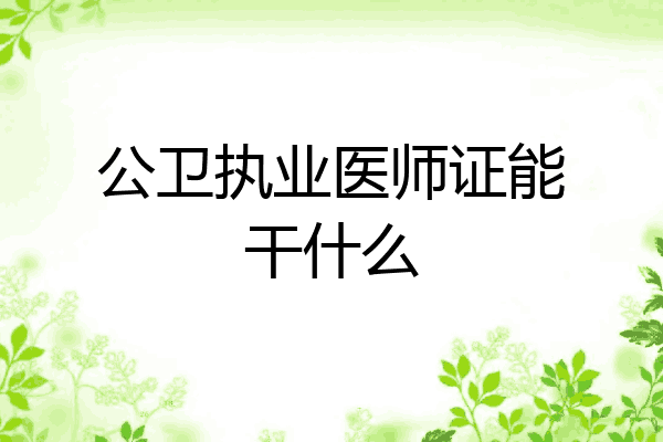 公卫执业医师证能干什么