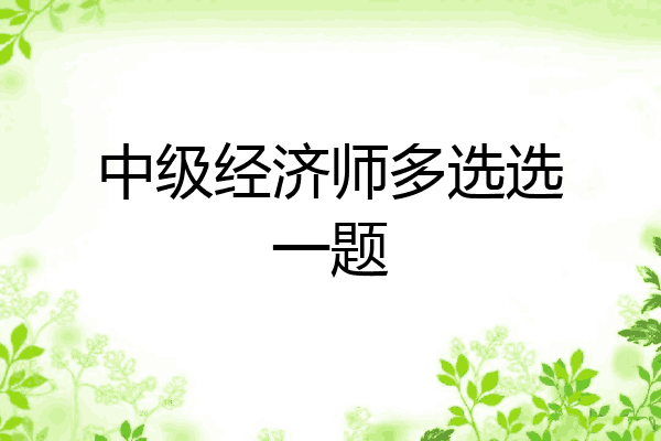 中级经济师多选选一题