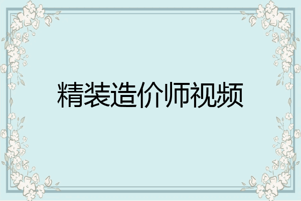 精装造价师视频