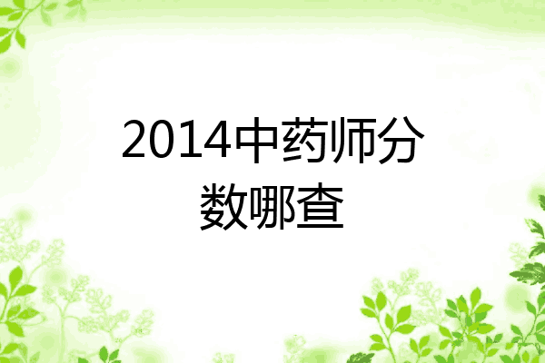 2014中药师分数哪查