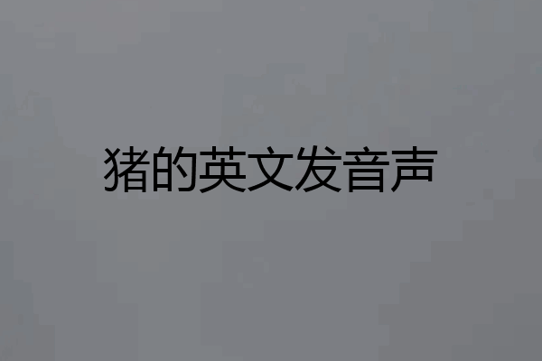 猪的英文发音声