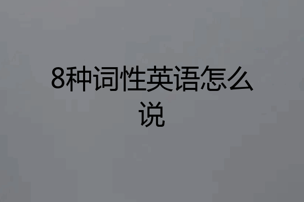 8种词性英语怎么说