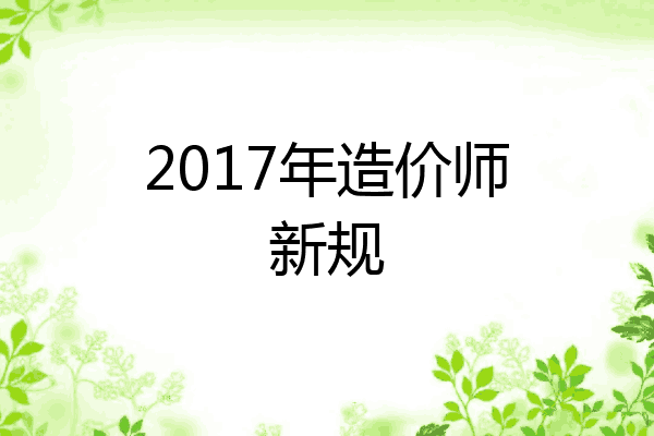 2017年造价师新规