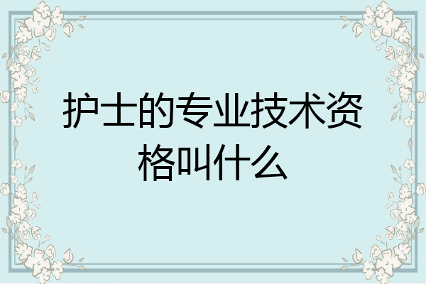 护士的专业技术资格叫什么