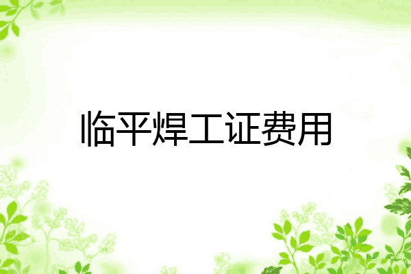 临平焊工证费用