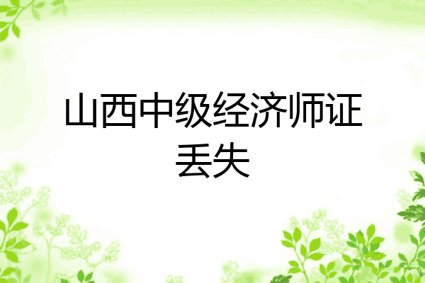 山西中级经济师证丢失