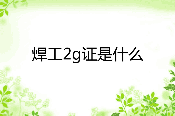 焊工2g证是什么