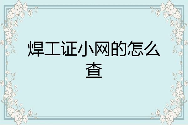 焊工证小网的怎么查
