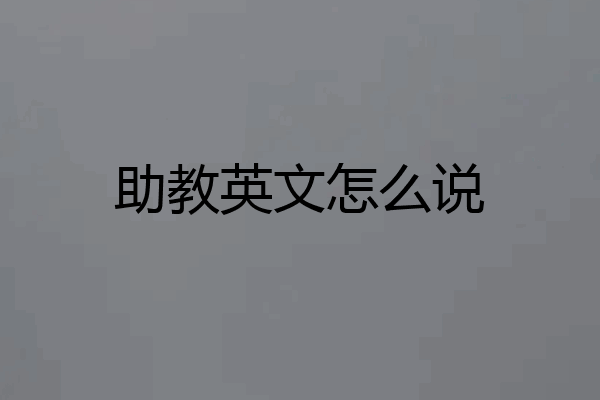 助教英文怎么说