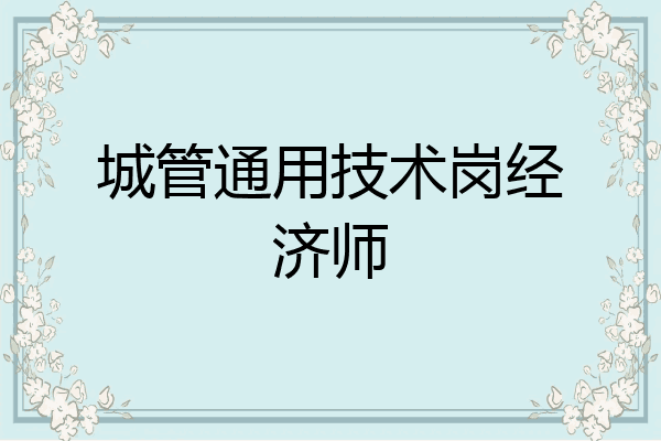 城管通用技术岗经济师