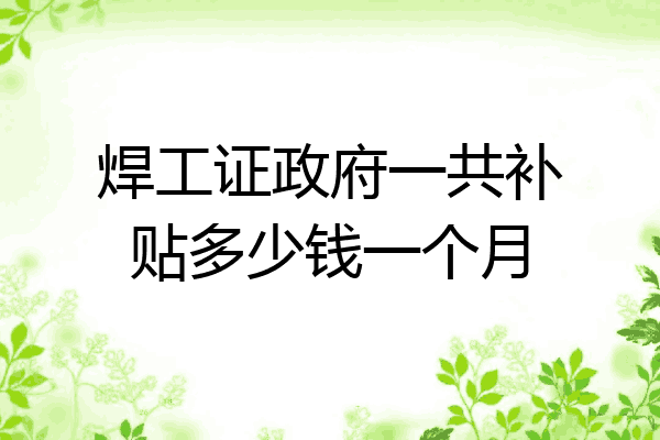 焊工证政府一共补贴多少钱一个月