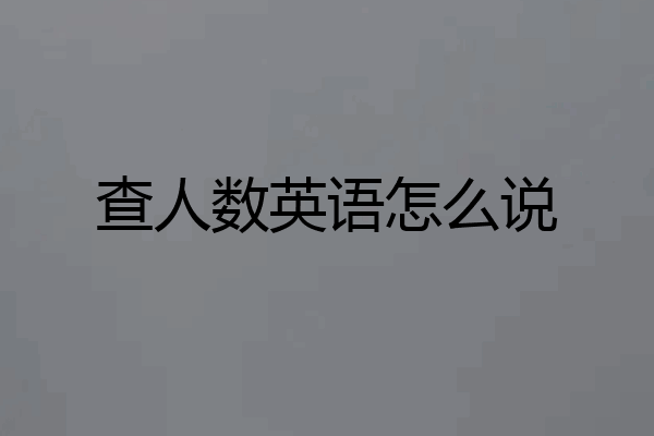 查人数英语怎么说