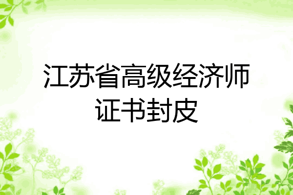 江苏省高级经济师证书封皮