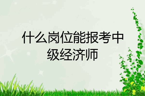 什么岗位能报考中级经济师