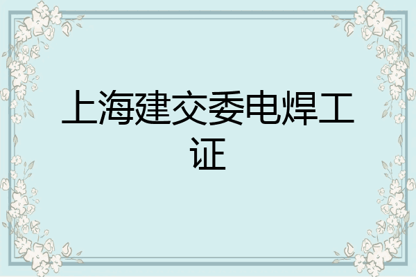 上海建交委电焊工证