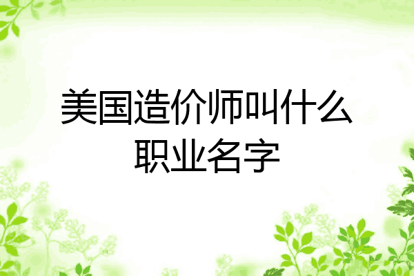 美国造价师叫什么职业名字