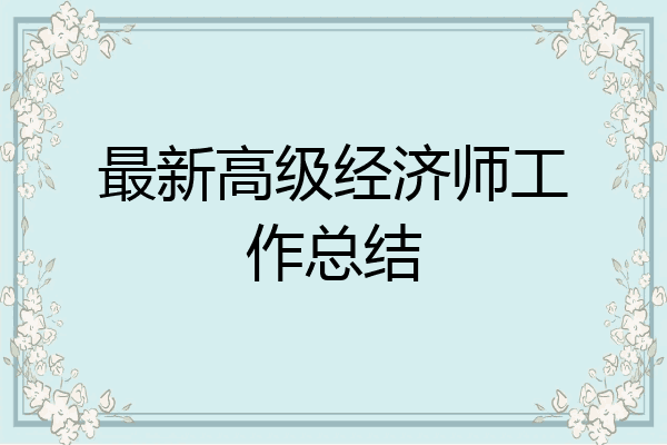 最新高级经济师工作总结