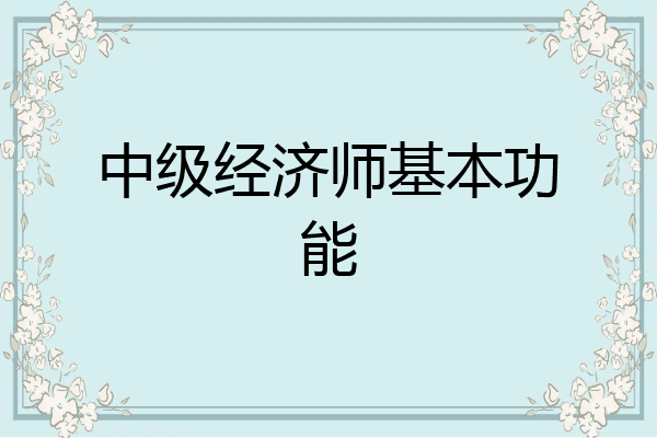 中级经济师基本功能