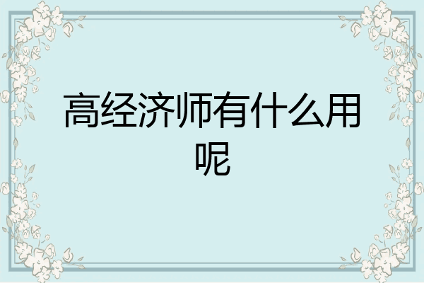 高经济师有什么用呢