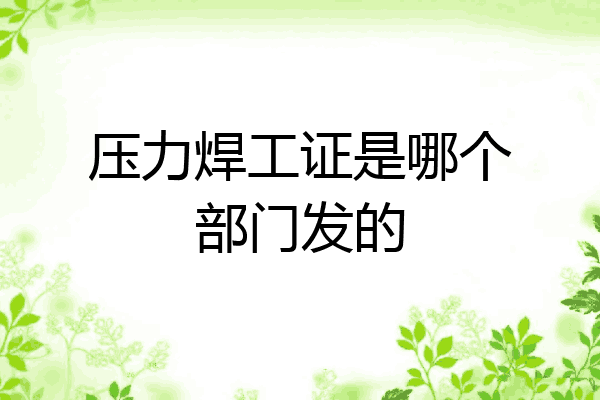 压力焊工证是哪个部门发的