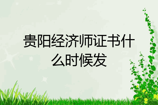 贵阳经济师证书什么时候发