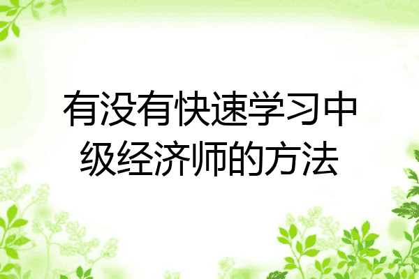 有没有快速学习中级经济师的方法